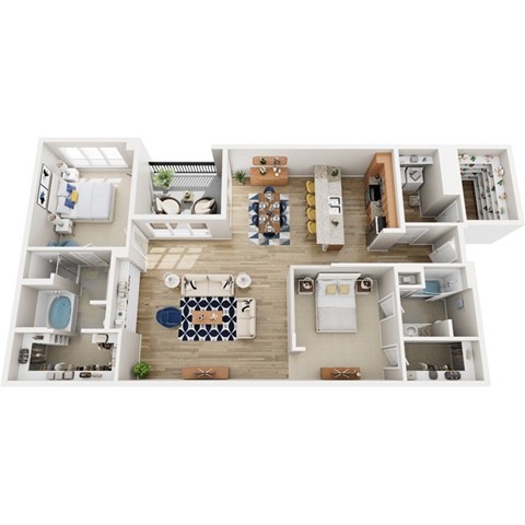 Floor plan for 2 beds, 2 baths, 1580 sqft